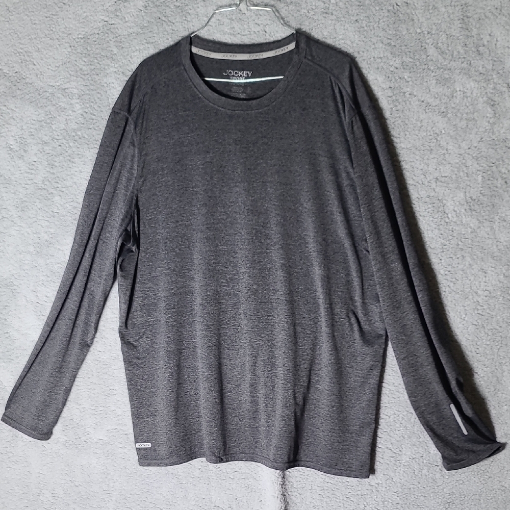 Jockey Gray Long Sleeve Tee with Classic Crew Neck